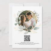 Invitation Mariage Code QR Photo Eucalyptus Verdure Or (Dos)