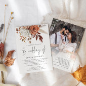 Invitation Mariage Code QR Photo Fleurs Terracotta Rustique