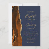 Invitation Mariage Code QR Photo Marine Agate Orange Brûlée (Devant)