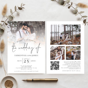 Invitation Mariage Code QR Photo Minimaliste 4 Écriture