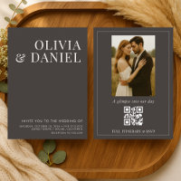 Mariage Code QR Photo Minimaliste Marron Moka