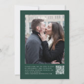 Invitation Mariage Code QR Photo Pailleté Argent Vert Emeraud (Dos)