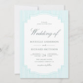 Invitation Mariage Code QR Photo Rayé Bleu Pastel Classique (Devant)