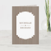 Invitation Mariage Code QR Photo Rayé Brun Chocolat (Devant)