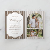 Invitation Mariage Code QR Photo Rayé Brun Chocolat (Intérieur)
