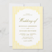 Invitation Mariage Code QR Photo Rayé Jaune Classique (Devant)