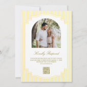 Invitation Mariage Code QR Photo Rayé Jaune Classique (Dos)
