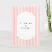 Invitation Mariage Code QR Photo Rayé Rose Corail Pastel (Devant)
