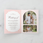 Invitation Mariage Code QR Photo Rayé Rose Corail Pastel (Intérieur)