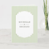 Invitation Mariage Code QR Photo Rayé Vert Sauge Classique (Devant)