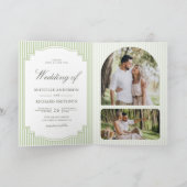 Invitation Mariage Code QR Photo Rayé Vert Sauge Classique (Intérieur)