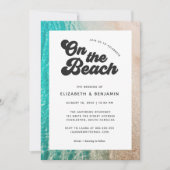 Invitation Mariage code QR photo typographie sur la plage (Devant)