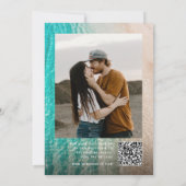 Invitation Mariage code QR photo typographie sur la plage (Dos)