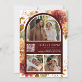 Invitation Mariage Code QR Pot Mason Dahlia Automne Bourgogne (Dos)