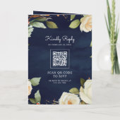 Invitation Mariage Code QR Pot Mason Roses Blanches Bleu Mari (Dos)