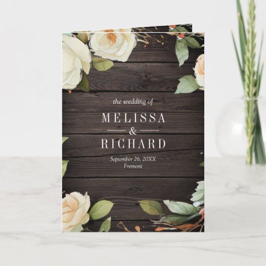 Invitation Mariage Code QR Pot Mason Roses Blanches Bois Rust (Devant)