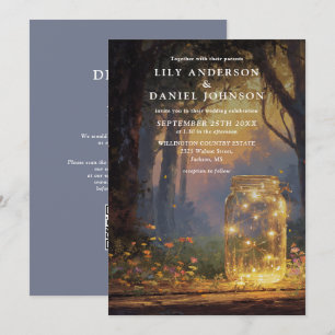 Invitation Mariage Code QR Pot Masonique Forêt Enchantée Rust