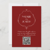 Invitation Mariage Code QR Rétro Argent Vieil Argent Bourgogn (Dos)