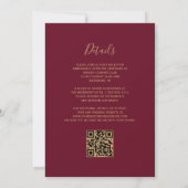 Invitation Mariage Code QR Rouge Bourgogne Agate Or Sarcelle (Dos)