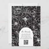 Invitation Mariage Code QR RSVP Arche Florale Noir Blanc (Dos)
