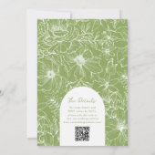 Invitation Mariage Code QR RSVP Floral Vert Citron (Dos)
