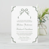 Invitation Mariage Code QR Ruban Coquette Dentelle Blanche Ve (Debout devant)