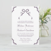 Invitation Mariage Code QR Ruban Coquette Dentelle Blanche Vi (Debout devant)