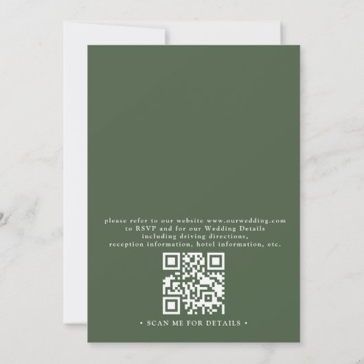 Invitation Mariage Code QR Rustique Arbres Forêt Montagne (Dos)