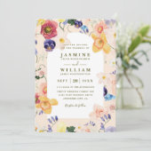 Invitation Mariage Code QR Rustique Arche Fleurie Fleurs des  (Debout devant)
