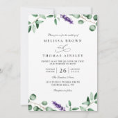 Invitation Mariage code QR rustique avec verdure et lavande v (Devant)