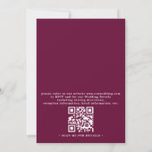 Invitation Mariage code QR rustique bohème fleur de Bourgogne (Dos)