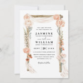 Invitation Mariage Code QR Rustique Élégant Canopée Florale B (Devant)