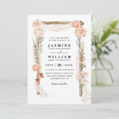 Invitation Mariage Code QR Rustique Élégant Canopée Florale B (Debout devant)