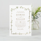 Invitation Mariage Code QR Rustique Feuillage Canopée Verte (Debout devant)