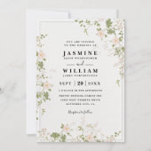 Invitation Mariage Code QR Rustique Fleurs Précieuses Romanti (Devant)