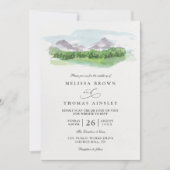 Invitation Mariage Code QR Rustique Forêt de Pins Arbres de M (Devant)
