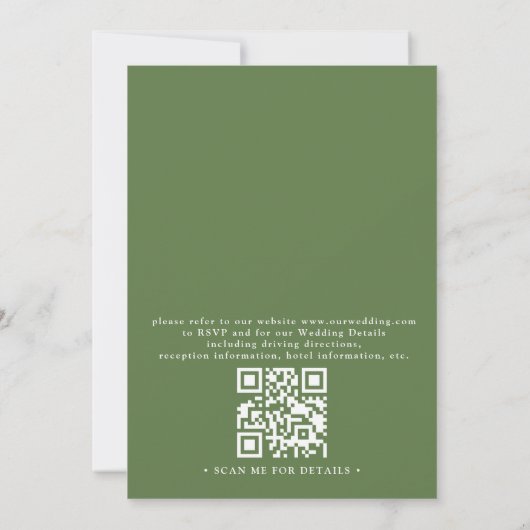 Invitation Mariage Code QR Rustique Forêt de Pins Arbres de M (Dos)