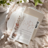 Invitation Mariage Code QR Rustique Herbes des Pampas