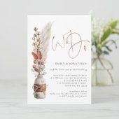 Invitation Mariage Code QR Rustique Herbes des Pampas (Debout devant)