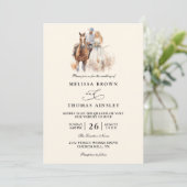Invitation Mariage Code QR Rustique Moderne Occidental (Debout devant)
