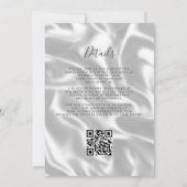Invitation Mariage Code QR Soie Blanc Agate Argent Bleu Bébé (Dos)