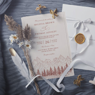 Invitation Mariage Code QR Terracotta Pin Sylvestre Rustique