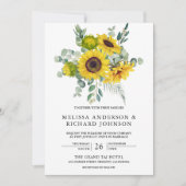 Invitation Mariage Code QR Tournesols Eucalyptus (Devant)