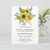 Invitation Mariage Code QR Tournesols Eucalyptus (Debout devant)
