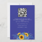 Invitation Mariage Code QR Tournesols Fleuris Bleu Royal (Dos)