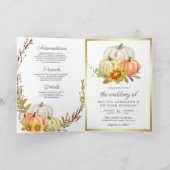 Invitation Mariage Code QR Tournesols Rustiques Citrouille (Intérieur)