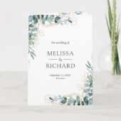 Invitation Mariage Code QR Tout en Un Eucalyptus Or Rustique (Devant)