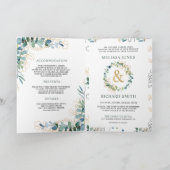 Invitation Mariage Code QR Tout en Un Eucalyptus Or Rustique (Intérieur)