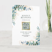 Invitation Mariage Code QR Tout en Un Eucalyptus Rustique Or (Dos)