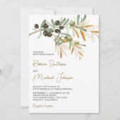 Invitation Mariage Code QR Tout en Un Feuilles d'Olivier Rust (Devant)
